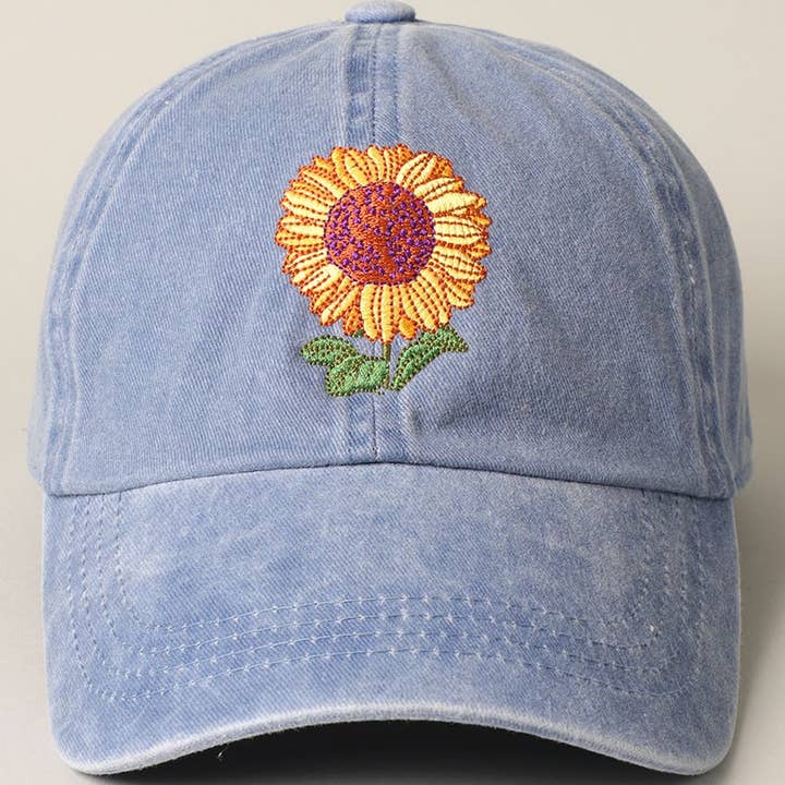 Fashion City - Wholesale Baseball Cap - Women's - Sunflower Embroidery Baseball Cap Hat2