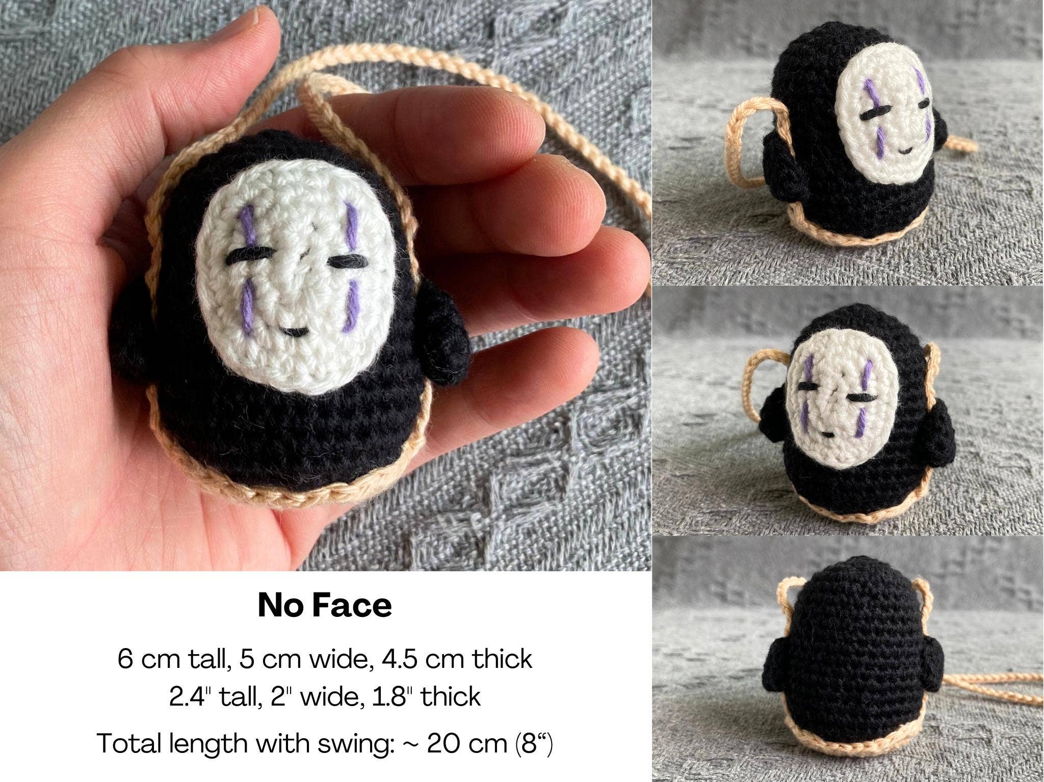 TOMOPOD LLC - Wholesale Stuffed/Plush Toy - Kids & Baby - Crochet Ghibli Car Hanger, Cute Totoro/Ponyo/No Face/Kiki 1