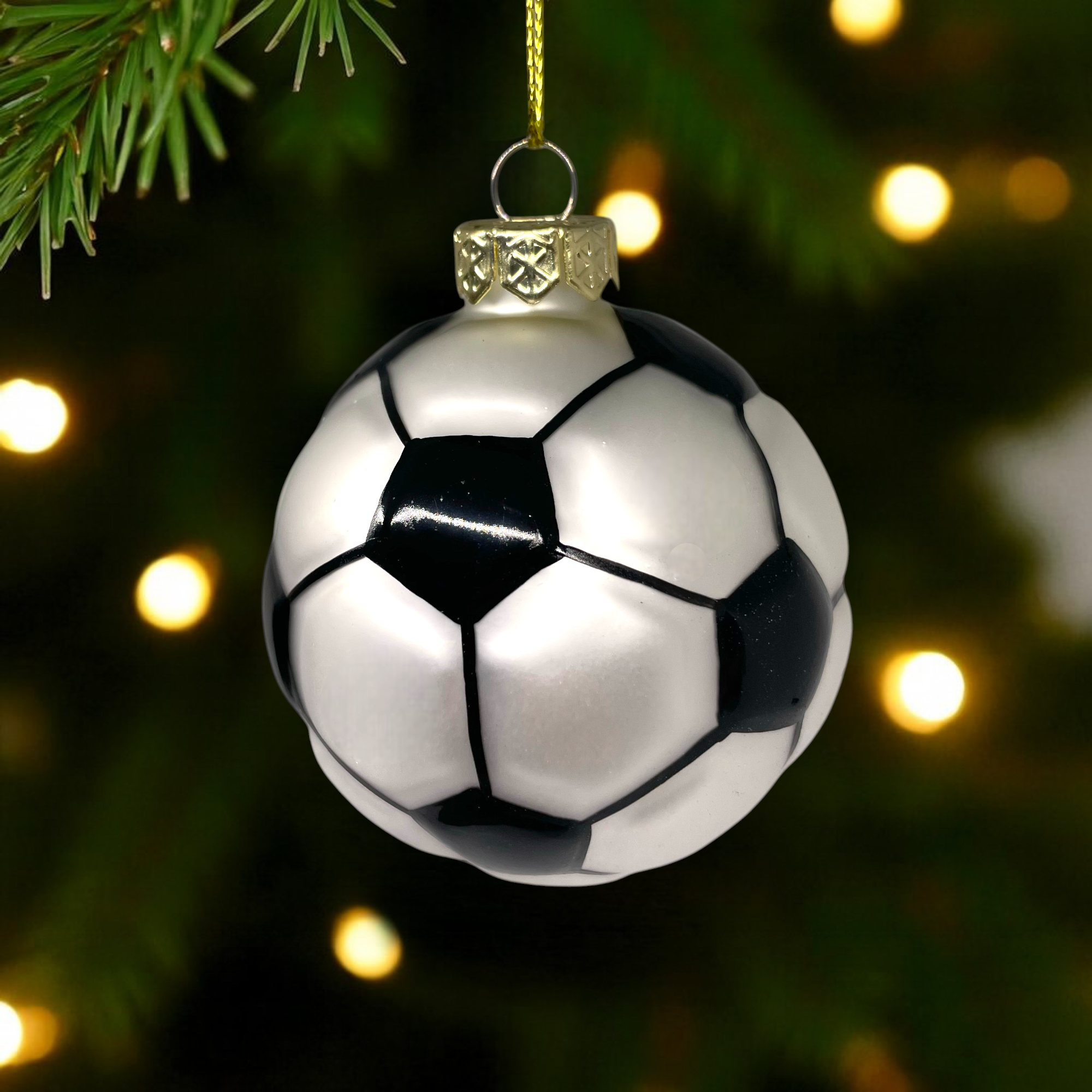 Noel Box - Wholesale Ornament - Soccer Ball Glass Ornament – Sports Holiday Décor1