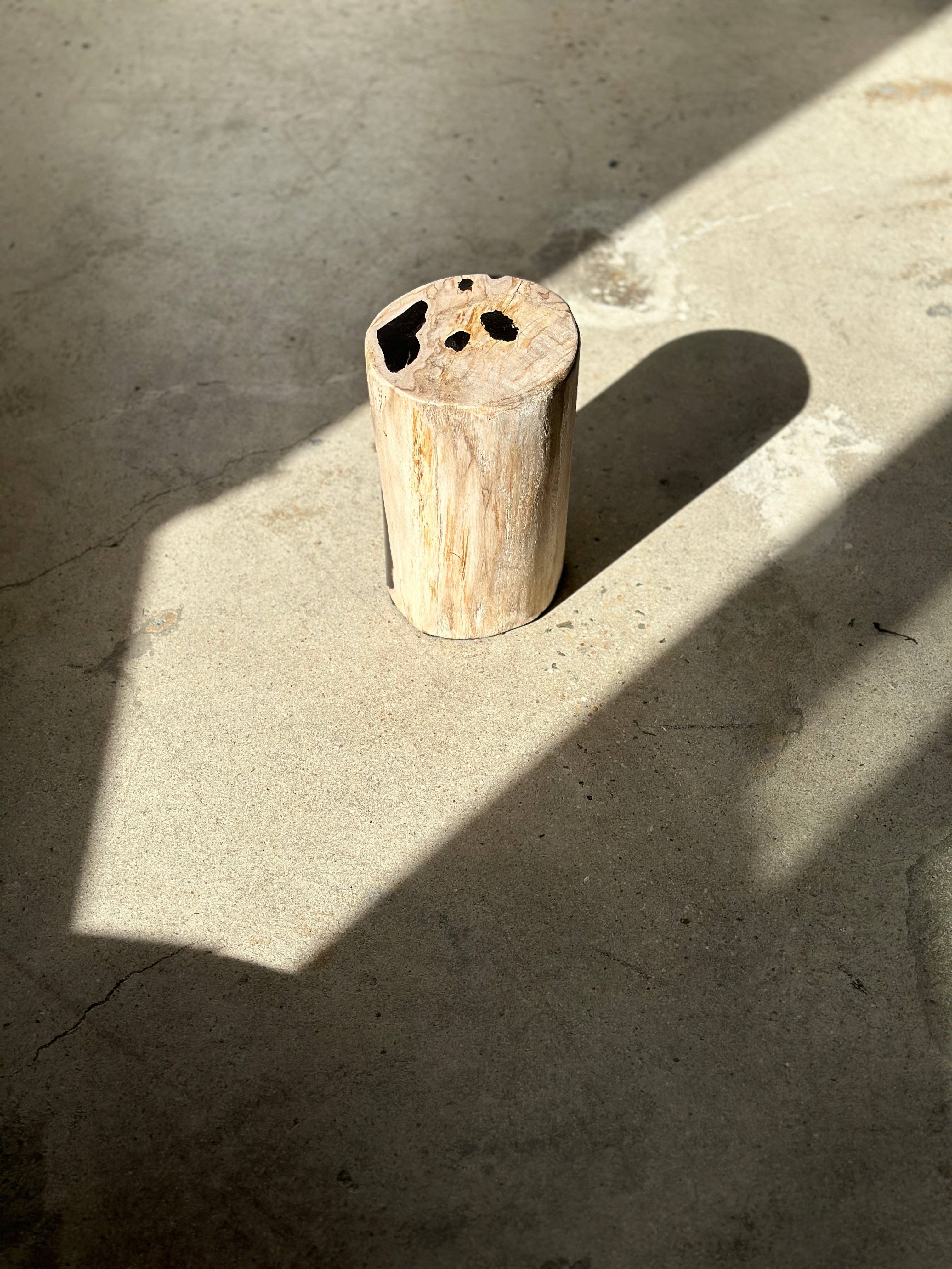 Office Objets - Wholesale Side Table - White petrified wood side table with black spots H:27.5 D:1827