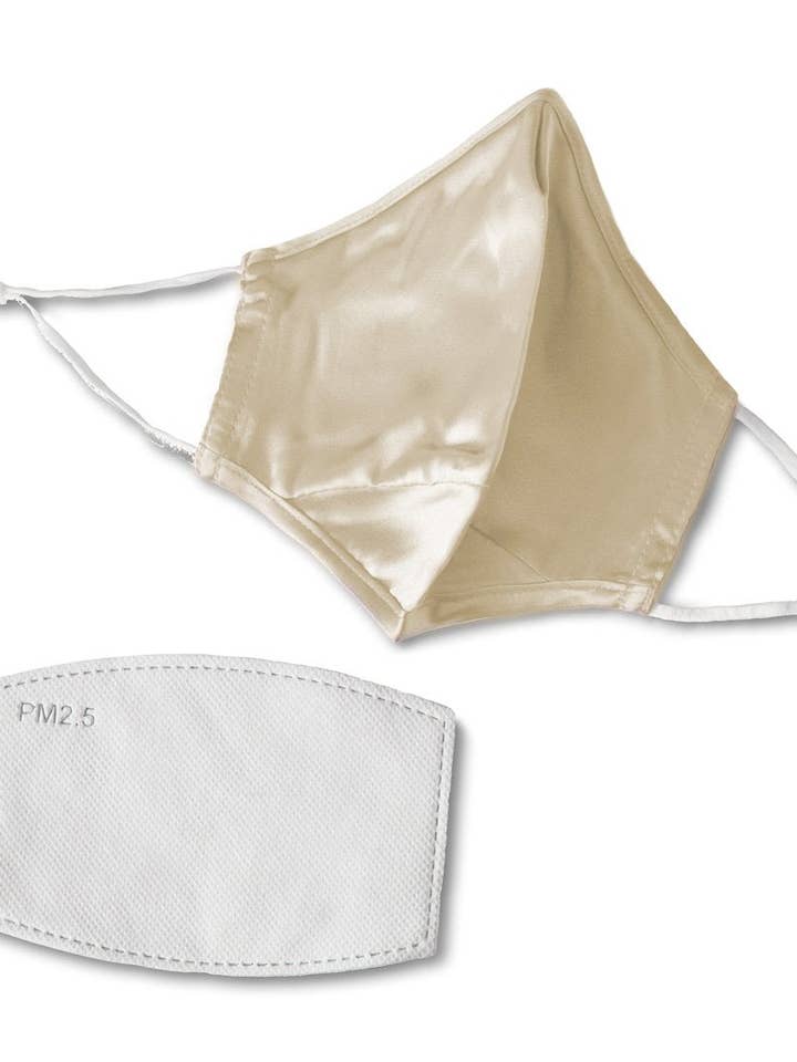 Mulberry Silk Face Mask in Champagne Bubbles for wholesale by SYLKE THE LABEL