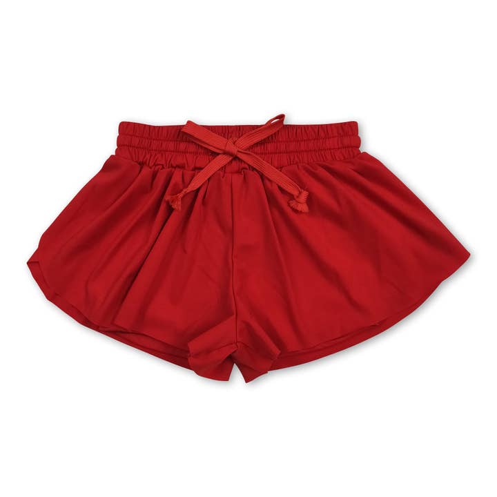 Yawoo Garments - Wholesale Athletic Shorts - Kids - Red kids girls activewear summer yoga shorts
