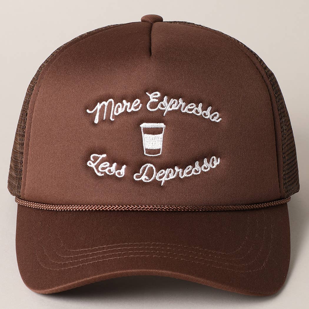 Fashion City - Wholesale Trucker Hat - Women's - More Espresso Less Depresso Embroidery Trucker Hat1