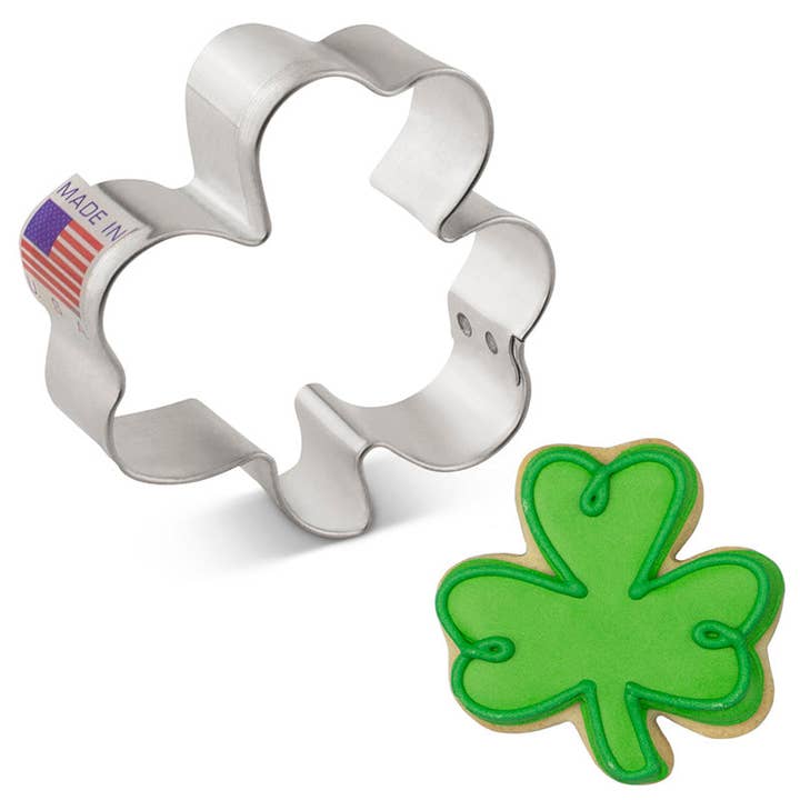 Mini Shamrock Cookie Cutter. (Bag of 1 Dozen) for wholesale by Ann Clark