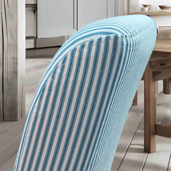 REMOVED BRAND – Großhandel Stuhl-/Sofa-Schonbezug – Blaue Barhockerbezüge mit tickenden Streifen, kompatibel mit IKEA Henriksdal, 2er-Set2