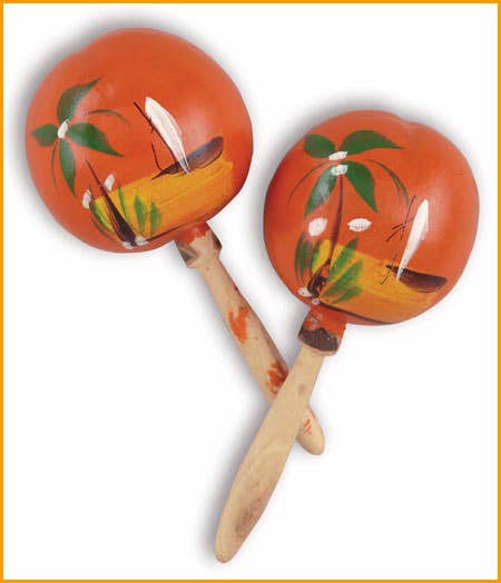 Sanyork Fair Trade - Wholesale Musical Instrument - Pair Gourd Traditional Bright Painted Mexican Maracas 9"