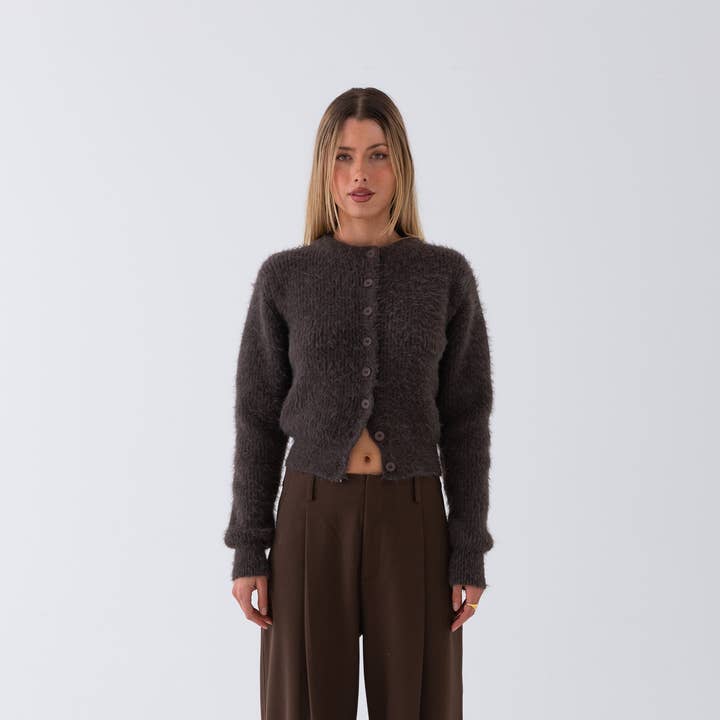 Noor Fluffy Cardigan - Brown and other Purchase Wholesale women's bulky cardigans. Free Returns & Net 60 Terms on Faire trending on Faire.