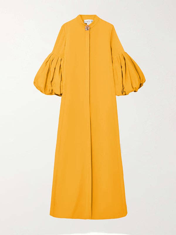 FurDecoration - Wholesale Dress - Women's - Flowy Floral Stand Collar Lantern Sleeve Maxi Dress20