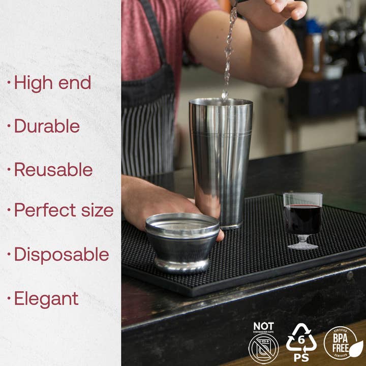 Smarty had a Party - Wholesale Wine Glass - 8 oz. Clear Plastic Pedestal Wine Glasses - 10 pcs