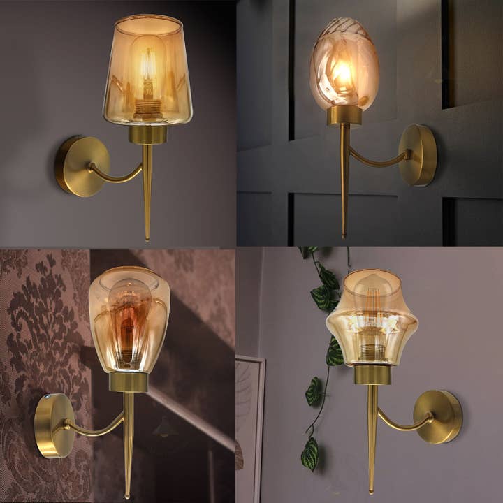 Modern Industrial Wall Light Amber Glass Ball Lamp for wholesale by Ledsone