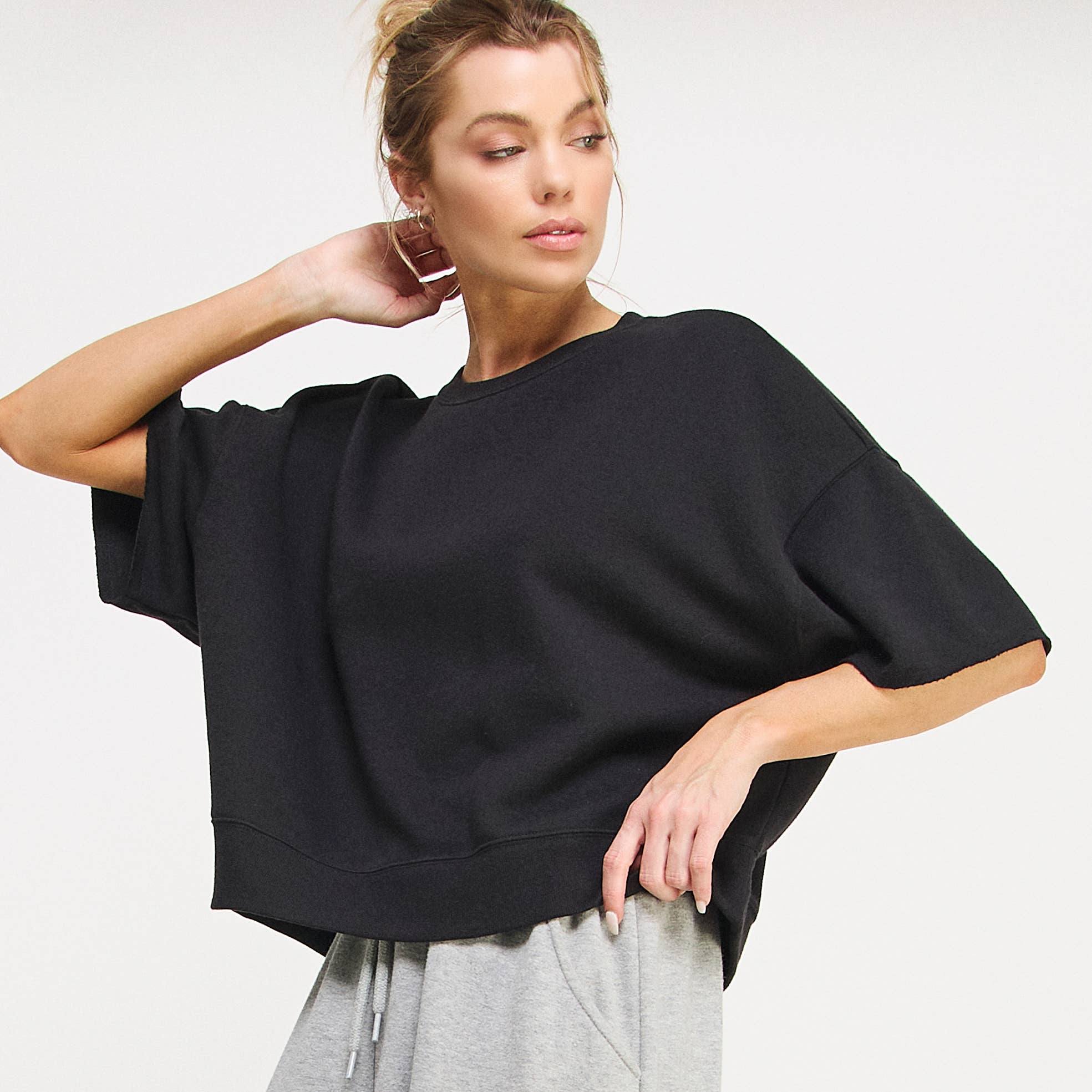 FREEZIA - Wholesale Sweatshirt - Women's - SUPER SOFT SHORT SLEEVE SWEATSHIRT IN FRENCH TERRY-FZ0009-D114