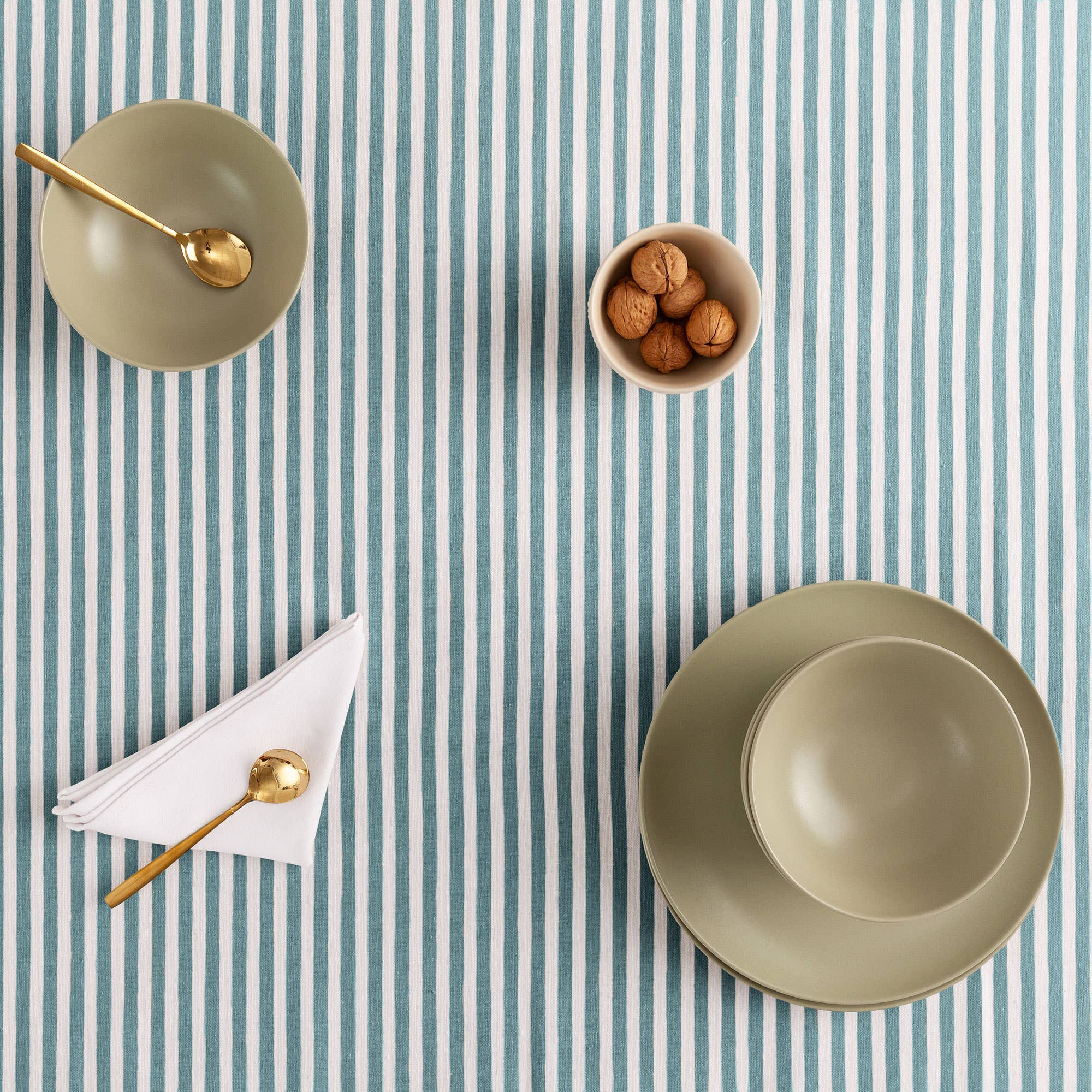 GAMUSI - Vente Nappes - Nappe anti-taches coton toucher tissu rayures ARENZA2