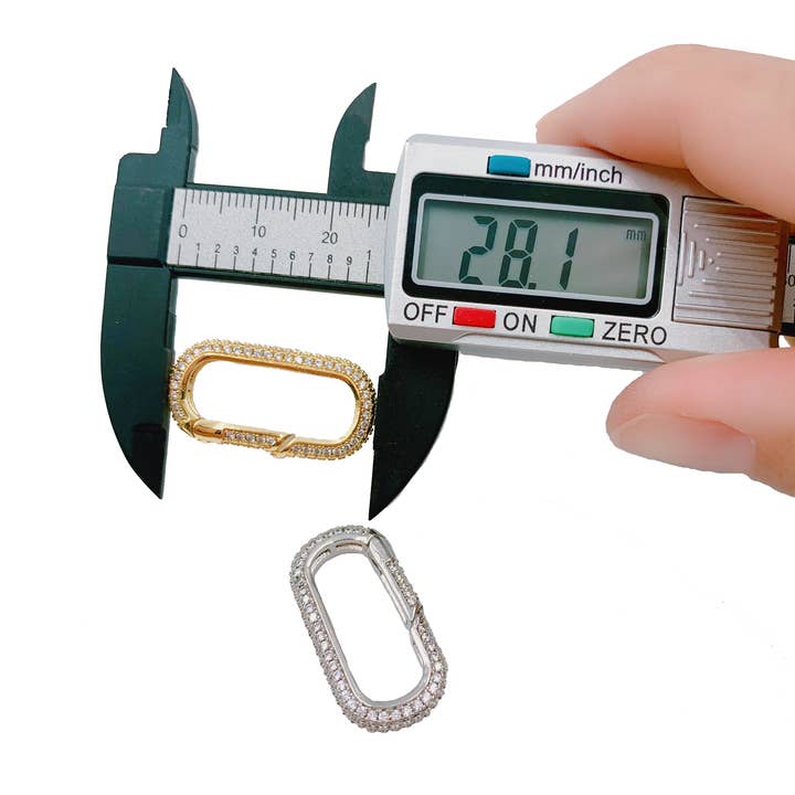 Beads Creation - Wholesale Clasp - Spring Snap CZ Micro Pave Oval Carabiner Clasp, CL4345