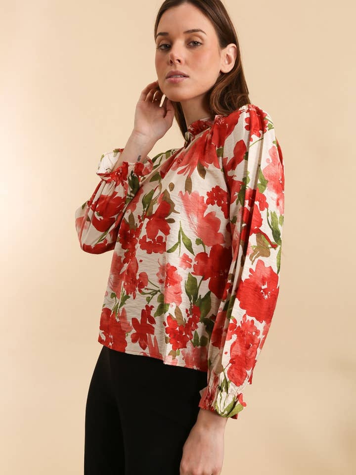 MOOYA - Wholesale Blouse - Women's - Floral long-sleeve blouse - M2013
