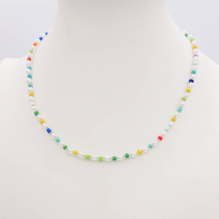 Daemon srls - Wholesale Beaded/Pearl Necklace - MILOS - Collana Perline Rainbow in Acciaio INOSSIDABILE1