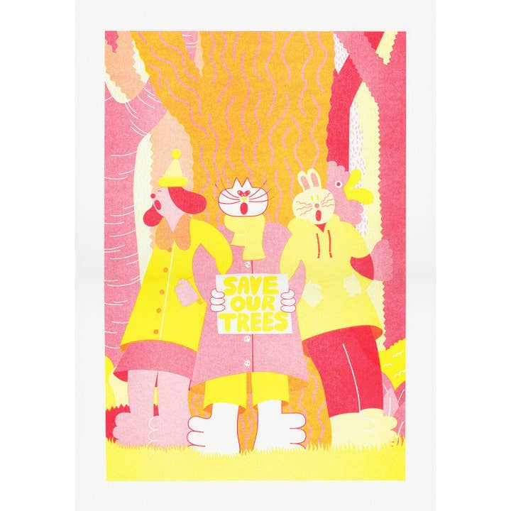YUK FUN Forest Friends Riso Print for wholesale by YUK FUN