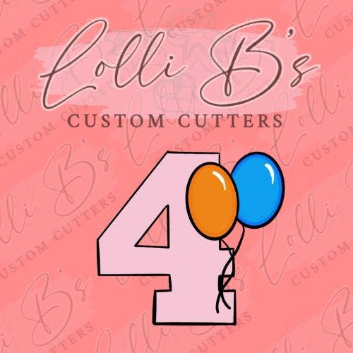Emporte-pièce pour ballons numéro 4 en biscuit et fondant pour la vente par Lolli B Custom Cutters