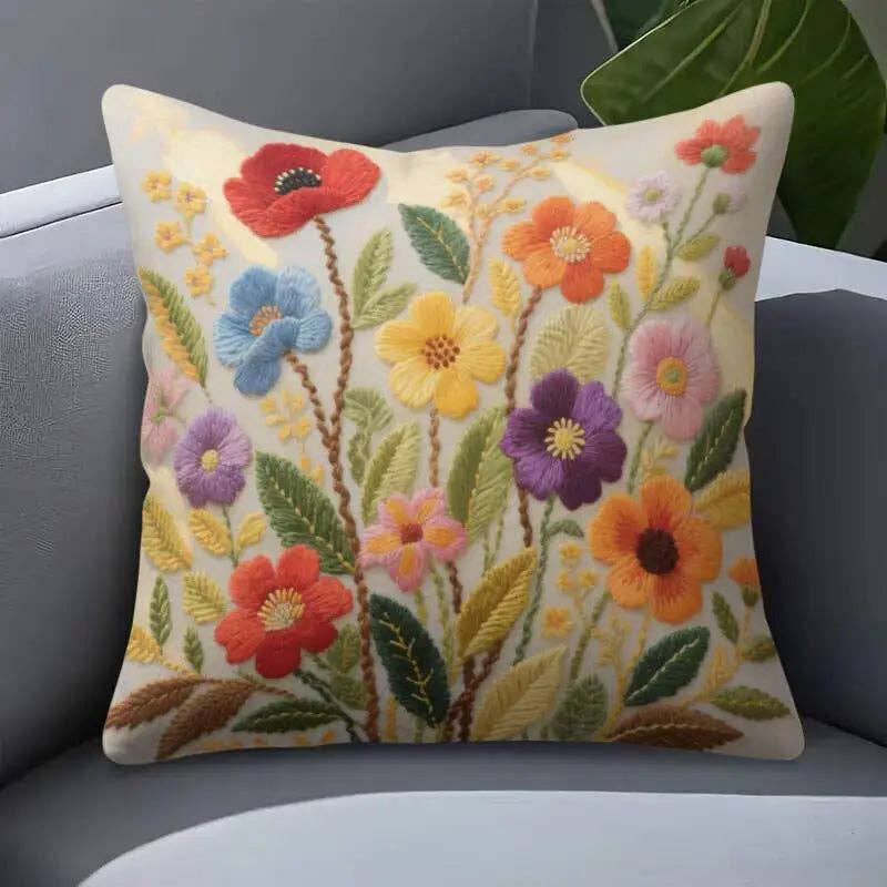 Huis Van Merken - Wholesale Throw Pillow Cover - Embroidered Floral Pillow Covers 45x45cm - Decorative Throw Cushion2