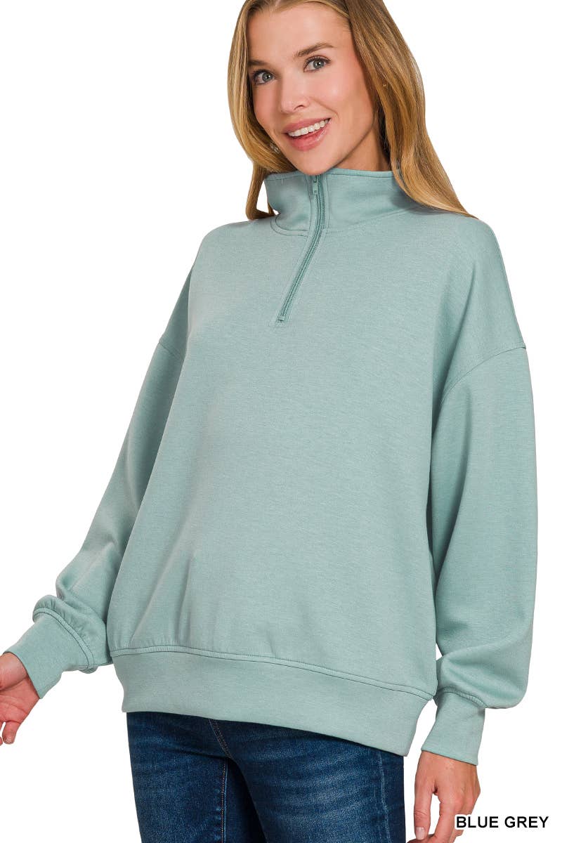 42POPS – wholesale Sweatshirt - Dam – , 0925 Scuba Half Zip Pullover med fickor SI-2704112