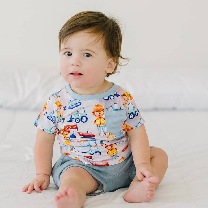 Busy Builders Pocket T-Shirt | Bamboo Toddler Daywear For Boys and other Purchase Wholesale toddler pocket tee. Free Returns & Net 60 Terms on Faire trending on Faire.