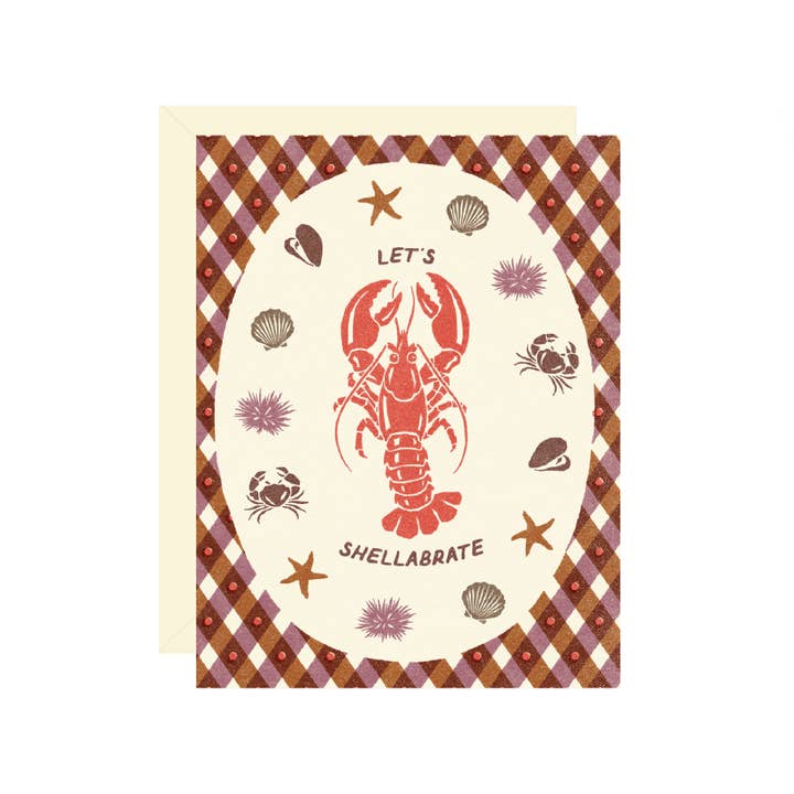 Let’s Shellabrate Lobster Card for wholesale by Wallflower Paper & Party