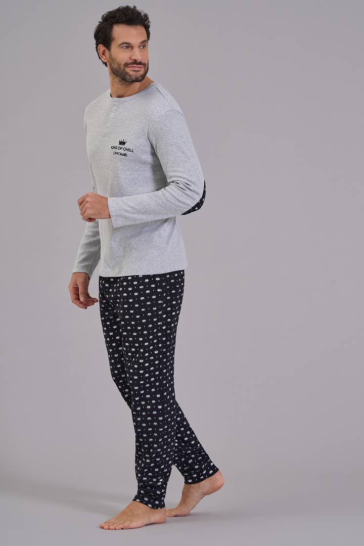 Love And Bra - Wholesale Sleepwear Set - Men's - 97999M Long Pajamas in Interlock