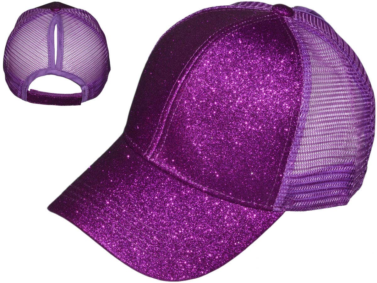Buck Wholesale – wholesale Trucker hat – Women’s – Glitter Ponytail Trucker Hats - Low Profile Structured Mesh2