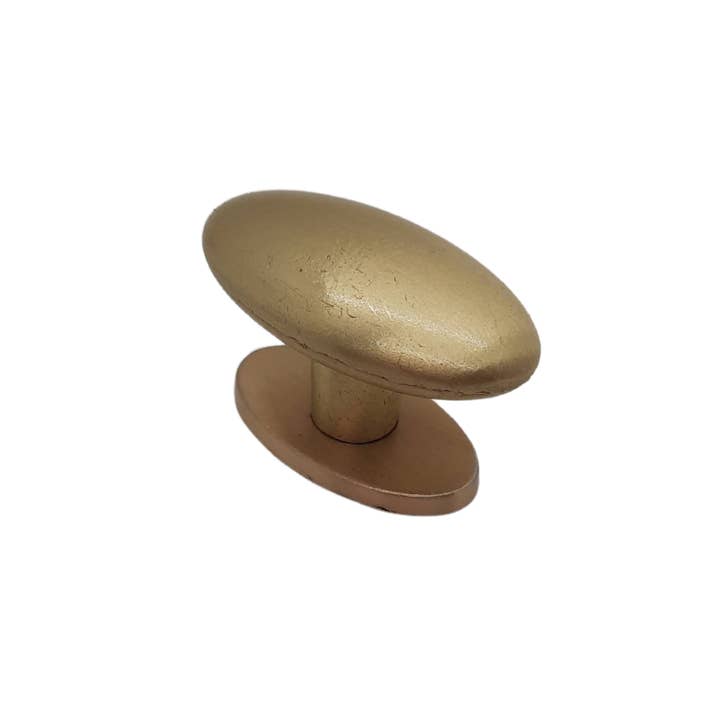 Paris Oval Knop med Bagplade - Satin Messing for engroshandel hos Battle Creek Hardware