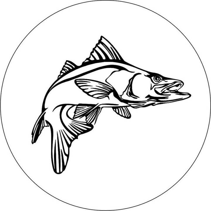 Snook Fish White Spare Tire Cover for wholesale by Dirty Acres