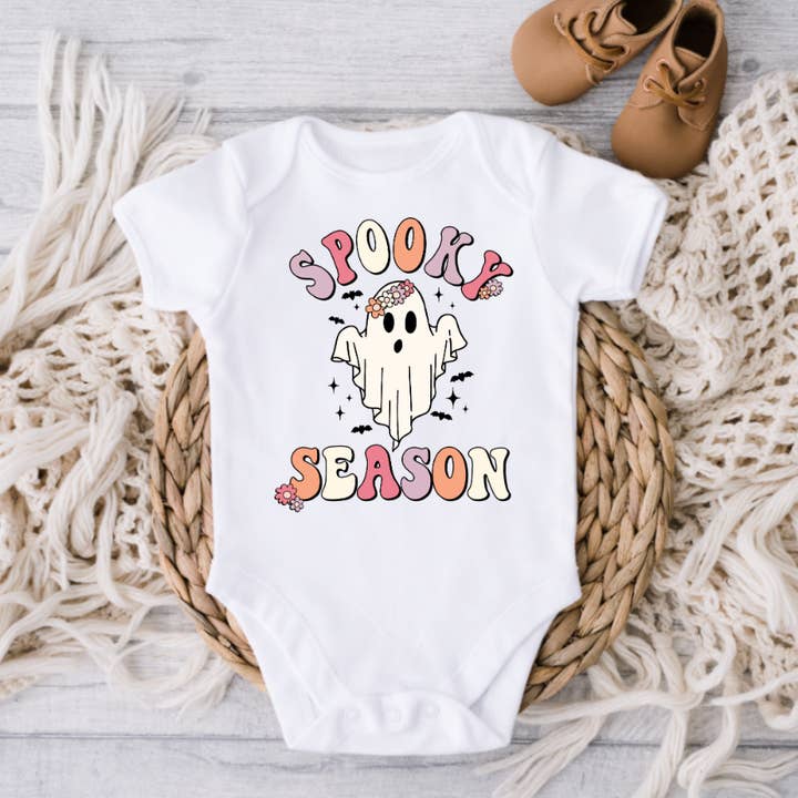 Spooky Season Retro Girls Halloween Onesie for wholesale by AvaryMaeInspirations