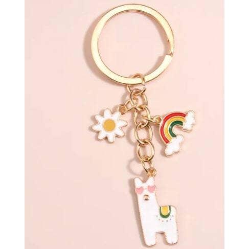 Alpaca Rainbow Sunflower Keychain Charm for wholesale by Choice Alpaca Products