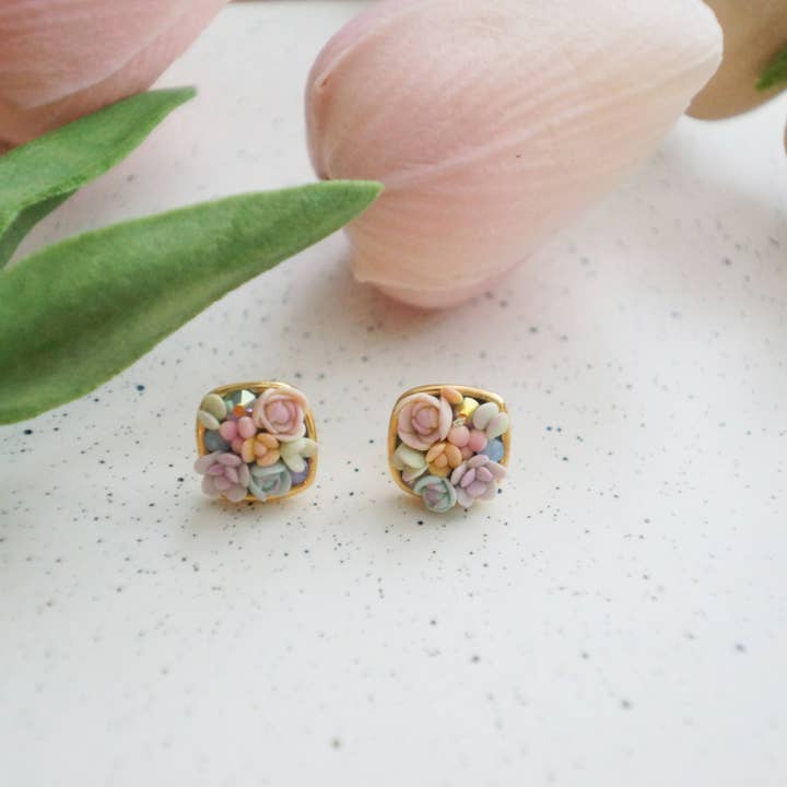 Colourful Blossom - Wholesale Stud/Post Earrings - The Melba V2 Stud Earrings1