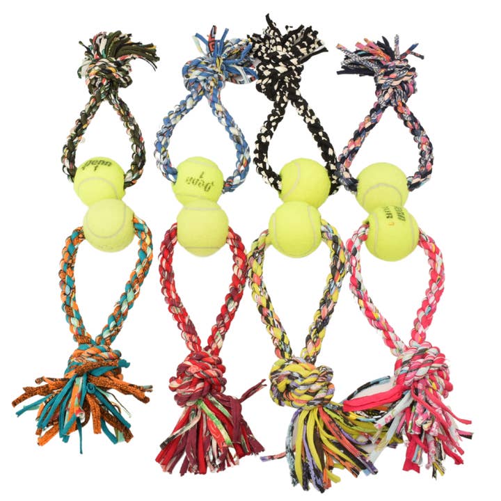 Shreds + rerope - Vente Jouet en corde – chien - Jouet pour chien ReRope Upcycled S Loop avec balle (lot de 10)4