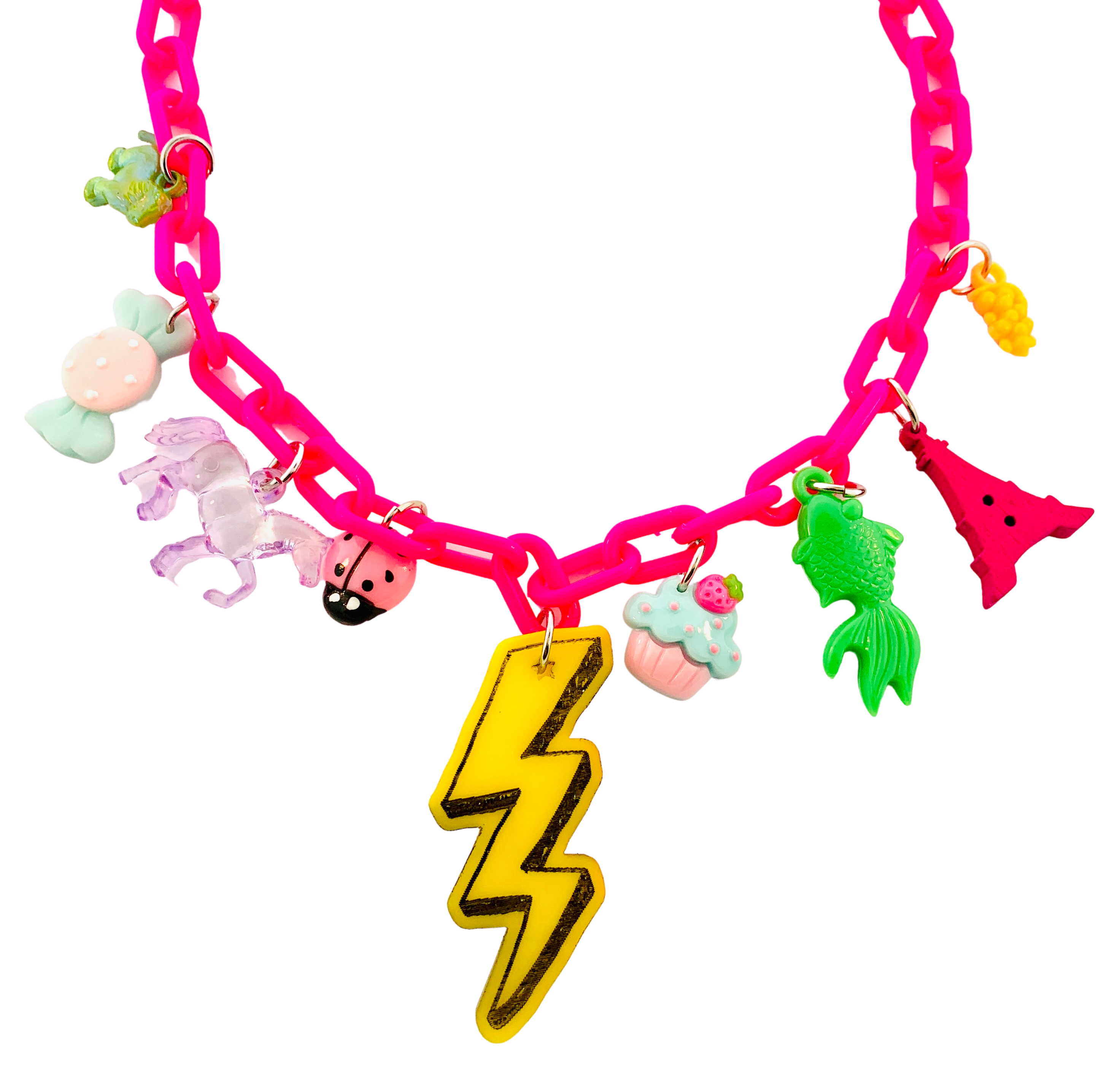 Sadie’s Moon - Wholesale Kids Necklace - Kids - Multi-Charm, Handmade Acrylic Lightening Bolt Necklace 1