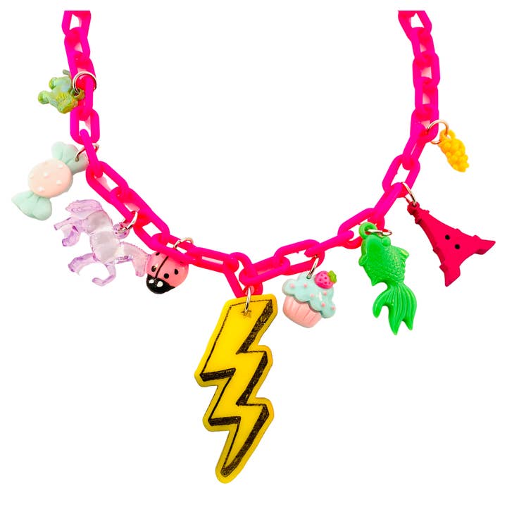 Sadie’s Moon - Wholesale Kids Necklace - Kids - Multi-Charm, Handmade Acrylic Lightening Bolt Necklace 1