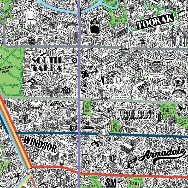 Evermade - Wholesale Art Print - Hand Drawn Map of Melbourne Art Print18