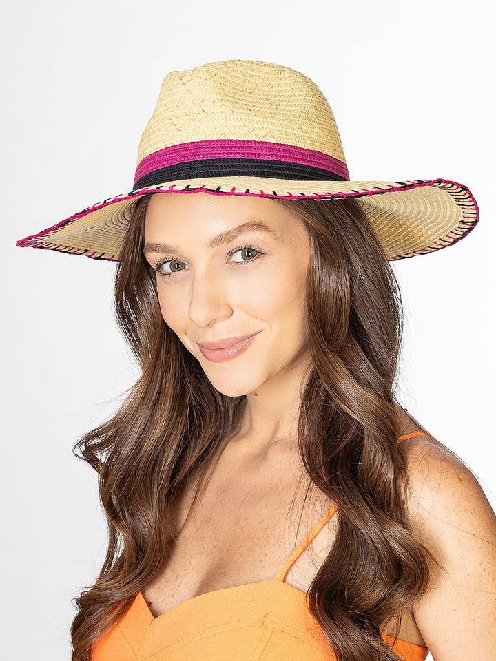 AB Beachwear Eco Hat UV50+ Black & Purple Embroidery for wholesale by AB Beachwear