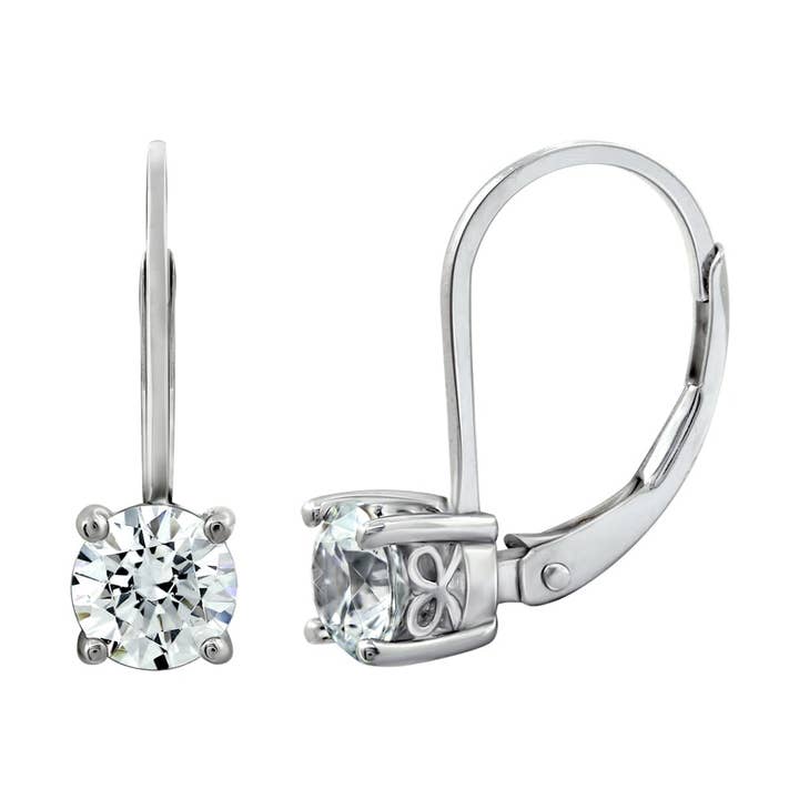 Boucles d'oreilles rondes à pendentif solitaire pour la vente par GEMOUR