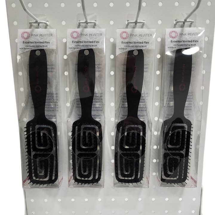 Extreme Vented Flex Brush Retail Kit With Countertop Metal Peg Display With Hooks (20pcs) for wholesale by Pink Pewter