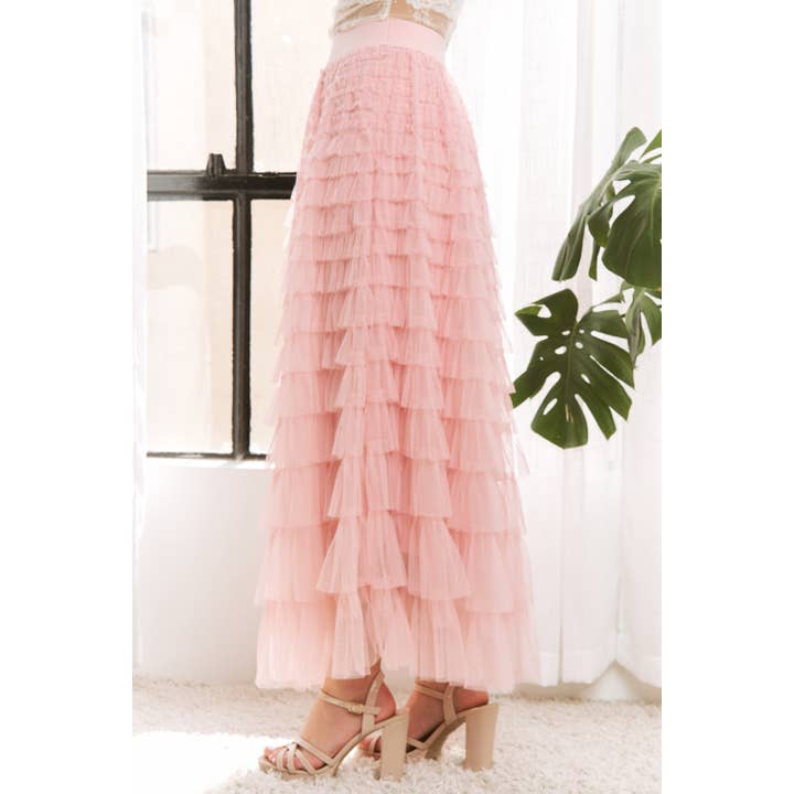 Sweet Generis - Wholesale Skirt - Women's - CASCADING TULLE MESH TIERED MAX SKIRT17