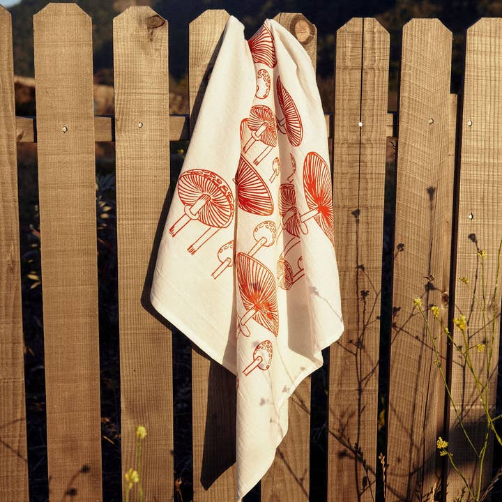 Lonely Palm Ranch - Wholesale Tea Towel - Rust Mushroom 28" Tea Towel - Silkscreened 100% Cotton