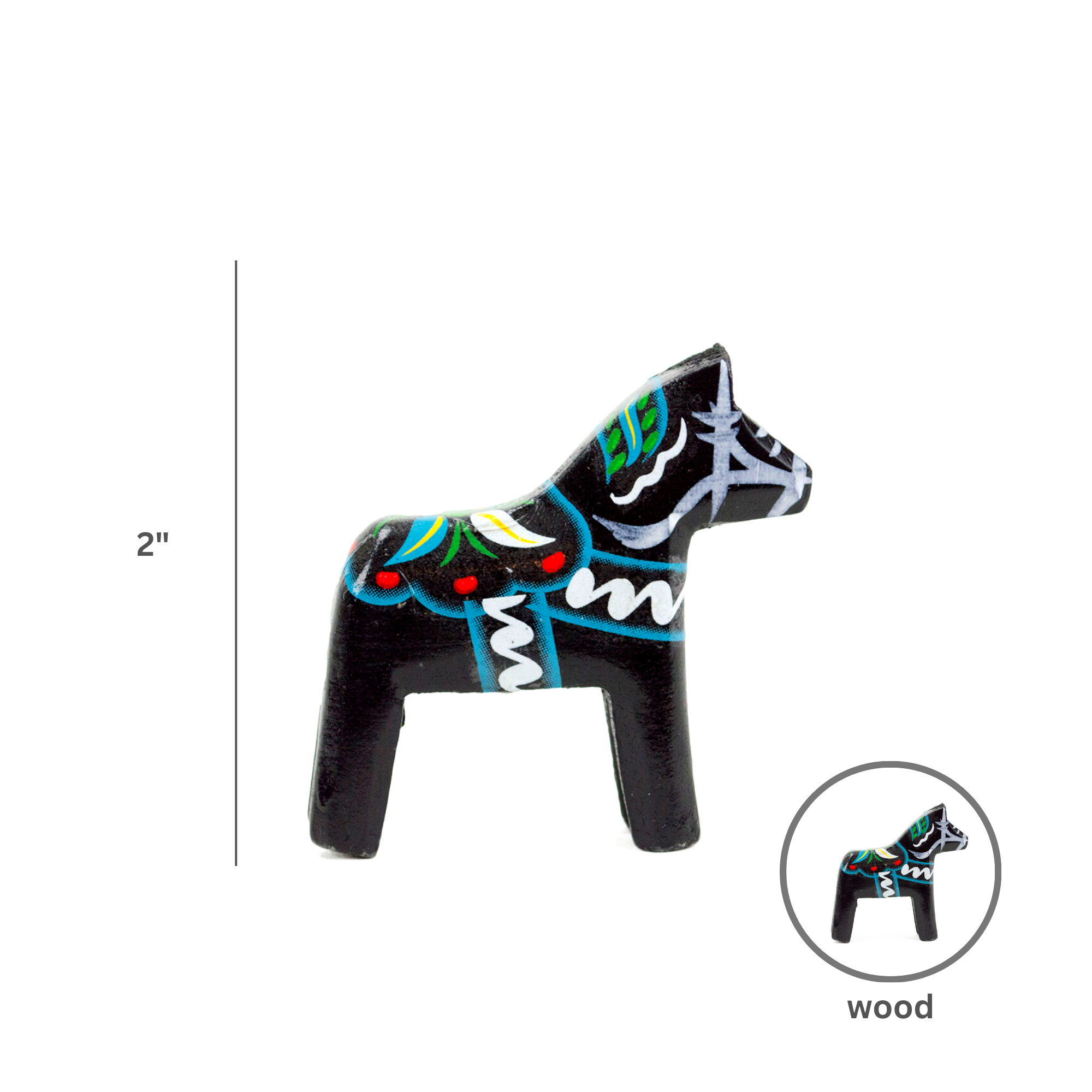 European Heritage Gifts - Vente Figurine décorative - Cheval Dala noir en bois7
