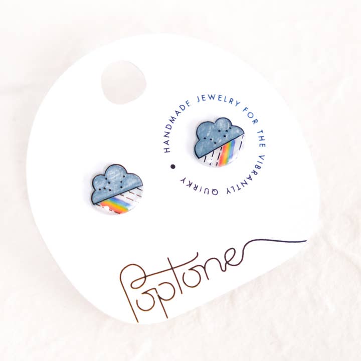 Pendientes Rainbow Rain Cloud LGBT Pride para venta al por mayor de Poptone Co.