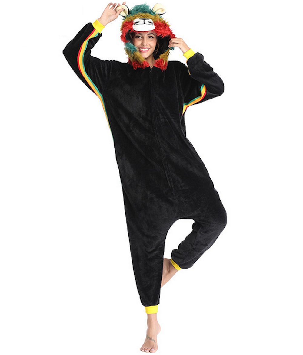 Jammies For Parties - Vente Combinaison – femme - Pyjama Onesie Animal Unisexe Adulte - Rasta Lion6