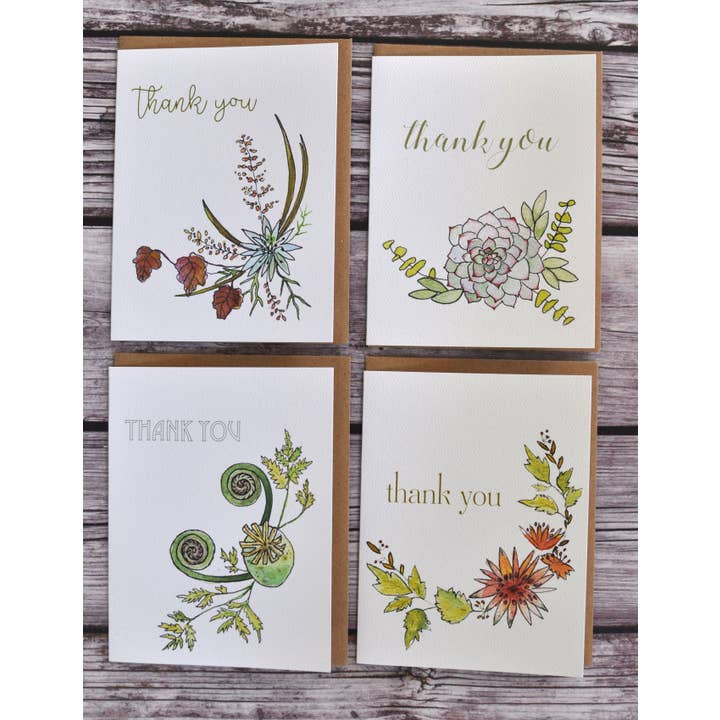 Botanical Thank You Card Set 8-Pack for wholesale by Rootbound