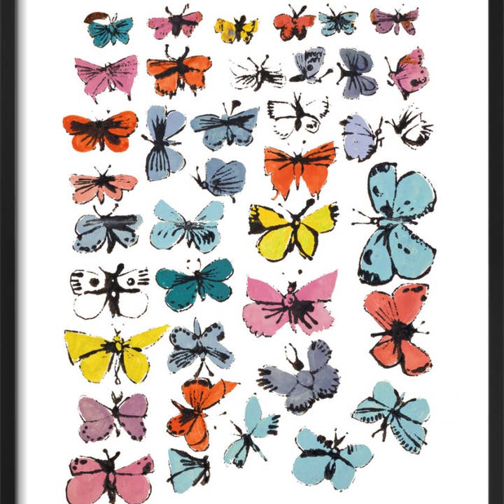 Butterflies Framed Art Print by Andy Warhol for wholesale by The Art Guys