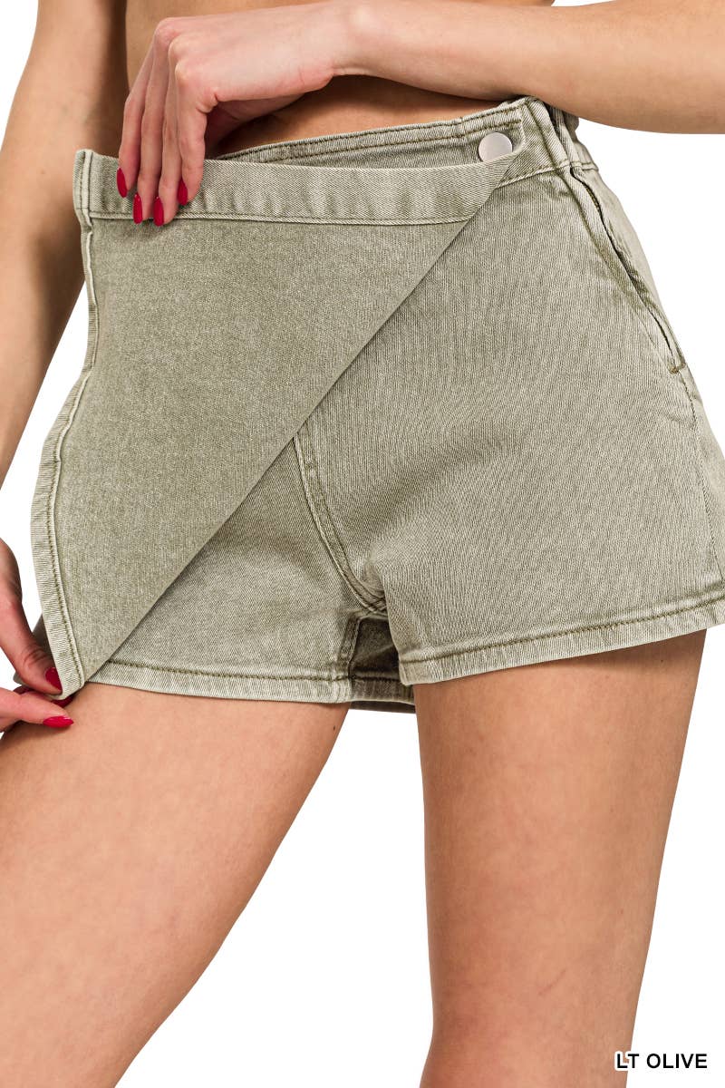 42POPS - Vente Jupe-short – femme - Jupe-culotte en denim à boutons-pression4
