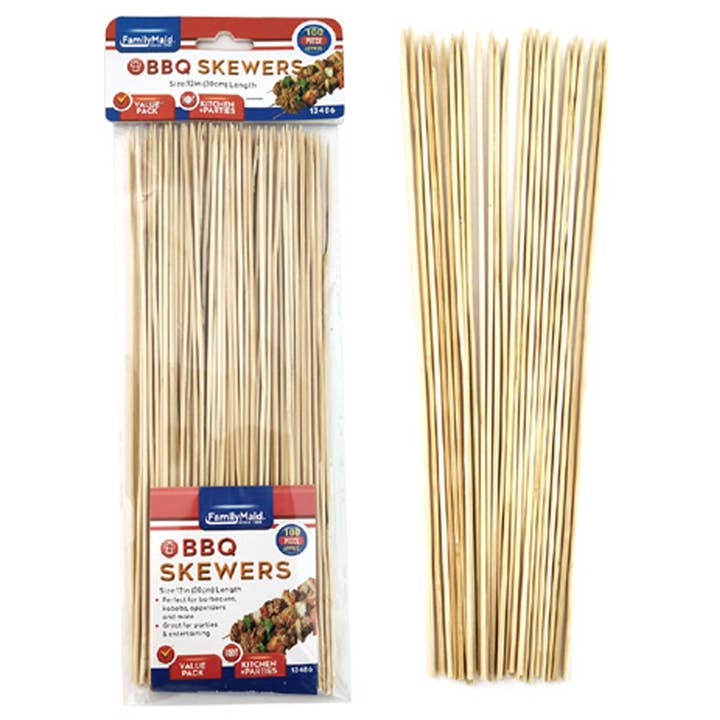 100 Pc Bamboo Skewers 11.8" each for wholesale by Deluxe Import Trading