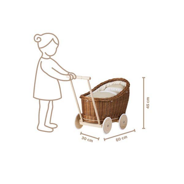The Wicker Stories – wholesale Doll pram – Kids – Wicker Baby Carriage, Wicker Doll Stroller