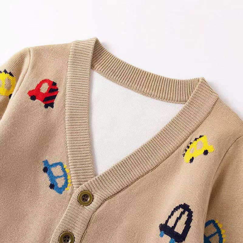MyKids-USA® - Wholesale Cardigan - Kids - Kid Boys Car Pattern V-Collar Cardigan4